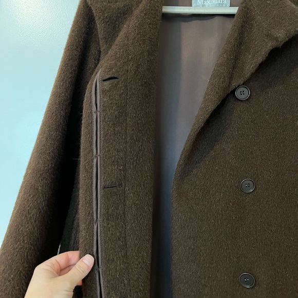 Max Mara Brown Alpaca & Virgin Wool Funnel Neck Coat - Picture 6 of 12
